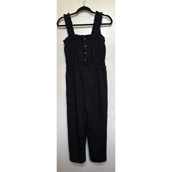 Blu Pepper Pants - Blu Pepper Buttoned Jumpsuit Black Ruffle Straps M NWT